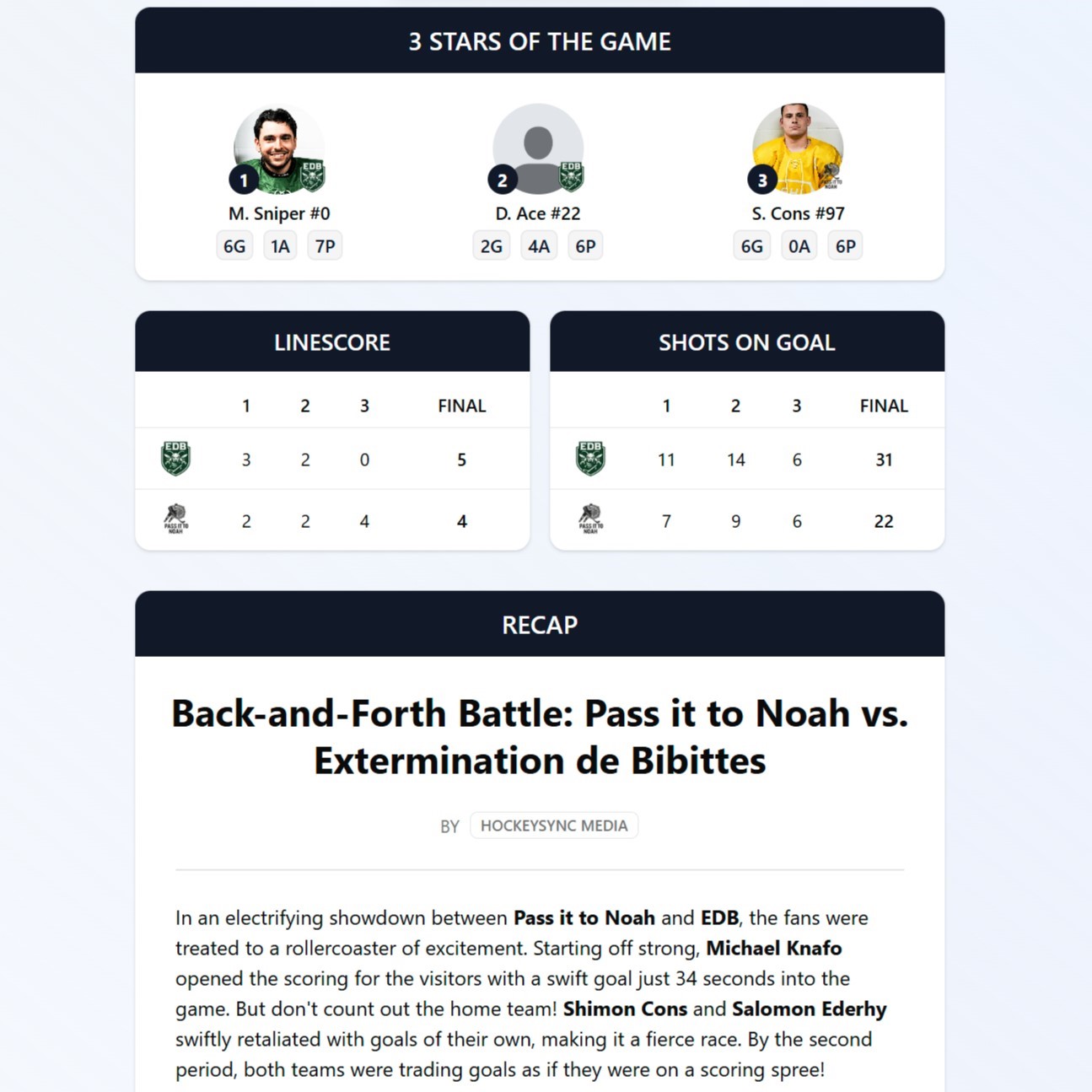 Post-Game Recaps screenshot